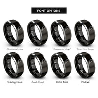 font options for inside engraving on black & gray tandoori drumstick rings