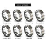 font options for inside engraving on grey tandoori drumstick rings