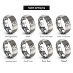 font options for inside engraving on silver tank shield star rings