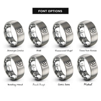 font options for inside engraving on silver tank shield star rings