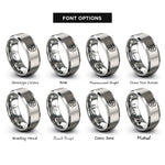font options for inside engraving on grey tank shield star rings