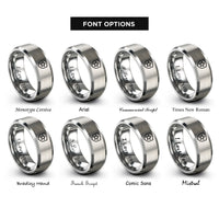 font options for inside engraving on grey tank shield star rings