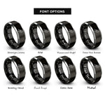 font options for inside engraving on black & silver tanto sheath rings