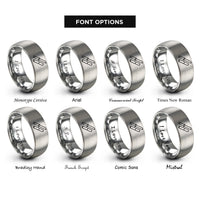 font options for inside engraving on silver tanto sheath rings