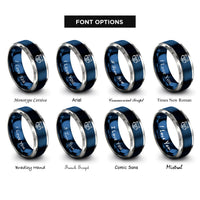 font options for inside engraving on blue & grey tanuki rings