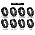 font options for inside engraving on black & grey taping knife rings