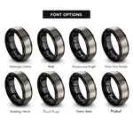 font options for inside engraving on black & gray tara pose rings