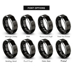 font options for inside engraving on black & silver tara pose rings