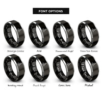 font options for inside engraving on black & silver tara pose rings