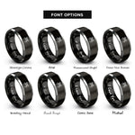 font options for inside engraving on black & silver tarantula top view rings