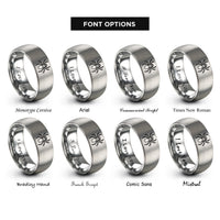 font options for inside engraving on silver tarantula top view rings