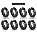 font options for inside engraving on black & grey target bullseye rings