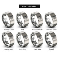 font options for inside engraving on gray target rings rings