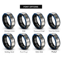 font options for inside engraving on black & blue & silver tarot card back rings