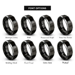 font options for inside engraving on black & grey tarot card back rings