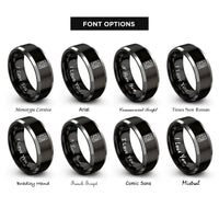 font options for inside engraving on black & grey tarot card back rings