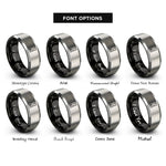 font options for inside engraving on black & silver tarot card back rings