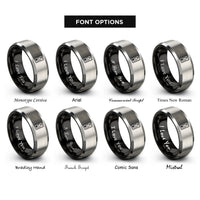 font options for inside engraving on black & silver tarot card back rings
