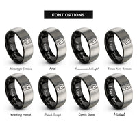font options for inside engraving on black & grey tarot card back rings
