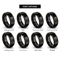 font options for inside engraving on black tarot card back rings
