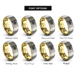 font options for inside engraving on gold & silver tartan icon rings