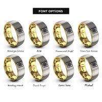 font options for inside engraving on gold & silver tartan icon rings