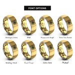 font options for inside engraving on gold & gray tartan icon rings
