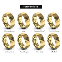font options for inside engraving on gold & gray tartan icon rings