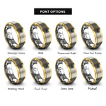 font options for inside engraving on gold & gray tartan icon rings