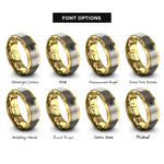 font options for inside engraving on gold & silver tartan icon rings