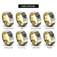 font options for inside engraving on gold & gray tartan icon rings