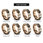 font options for inside engraving on rose gold tartan icon rings