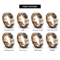 font options for inside engraving on rose gold tartan icon rings