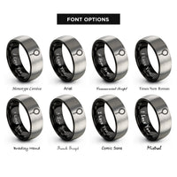 font options for inside engraving on black & gray tasbih prayer beads rings