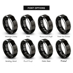 font options for inside engraving on black & gray tasbih prayer beads rings