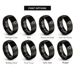 font options for inside engraving on black tasbih prayer beads rings