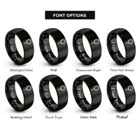 font options for inside engraving on black tasbih prayer beads rings
