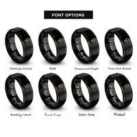 font options for inside engraving on black tasbih prayer beads rings