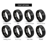 font options for inside engraving on black tasmania rings