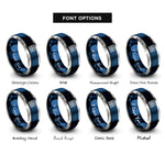 font options for inside engraving on blue & silver tatami tile rings