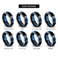 font options for inside engraving on blue & silver tatami tile rings