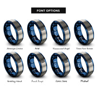 font options for inside engraving on blue & silver tatami tile rings