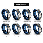 font options for inside engraving on blue & silver tatami tile rings