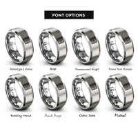 font options for inside engraving on grey tatami tile rings