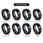 font options for inside engraving on gunmetal & blue tatami tile rings