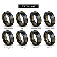 font options for inside engraving on gunmetal & blue tatami tile rings