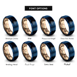 font options for inside engraving on blue & rose gold tater tots rings