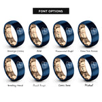 font options for inside engraving on rose gold & blue tater tots rings