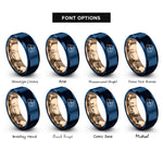 font options for inside engraving on rose gold & blue tater tots rings