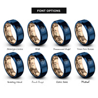 font options for inside engraving on rose gold & blue tater tots rings